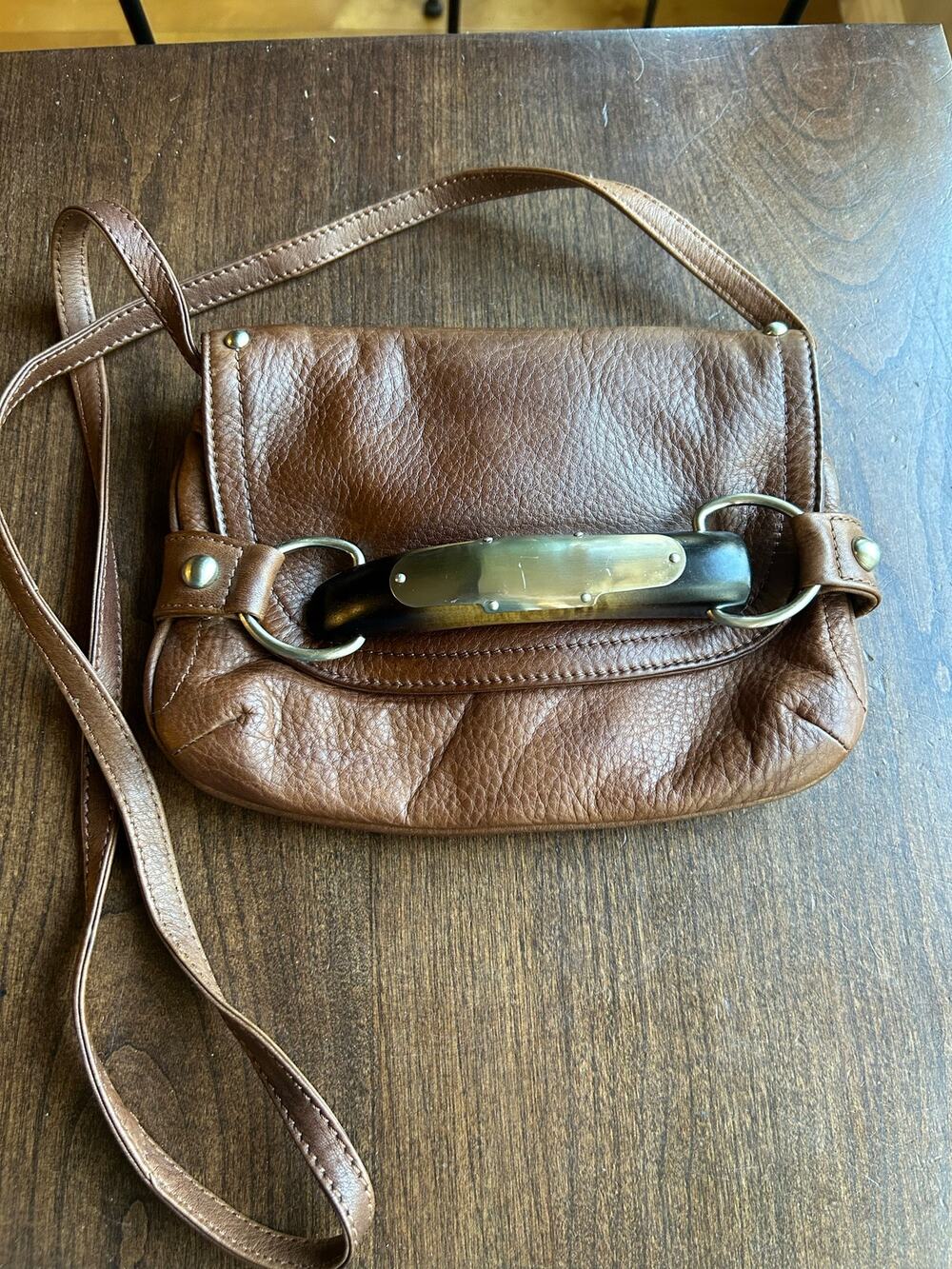 Vintage B. Makowsky Brown crossbody Leather Fold Over Flap